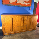 1970's Golden Oak Credenza
