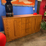 1970's Golden Oak Credenza