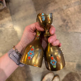 1970's Beaded Brass Candlesticks - A Pair