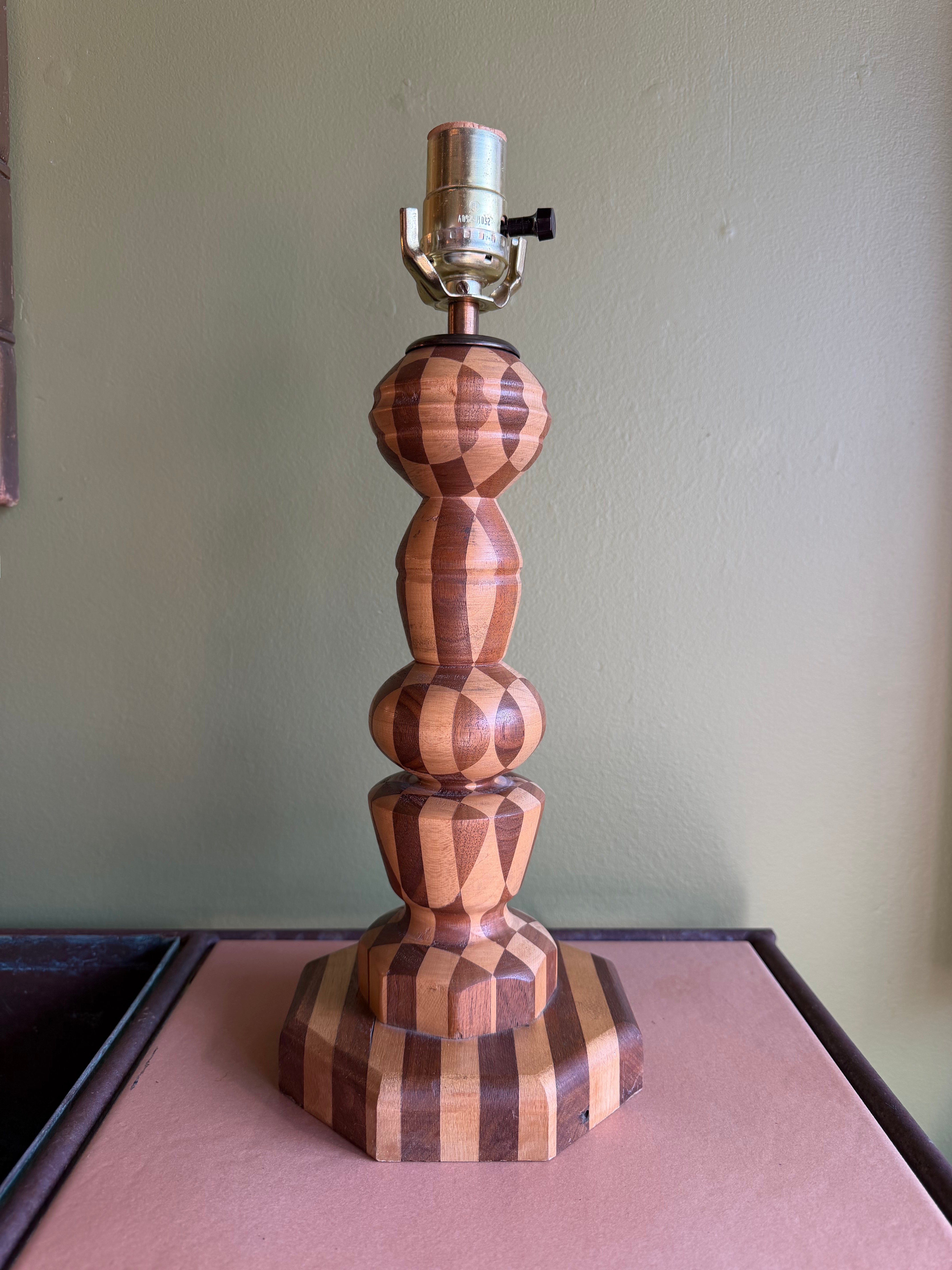 Vintage Marquetry Table Lamp Lamps CANDID HOME