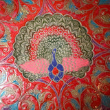 Vintage Indian Brass Enamel Peacock Bowl