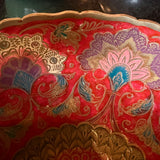 Vintage Indian Brass Enamel Peacock Bowl