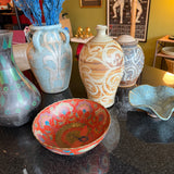 Vintage Indian Brass Enamel Peacock Bowl