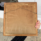 Vintage Floral Art with Bamboo Frame: Acrylic on Fabric - 13" Square