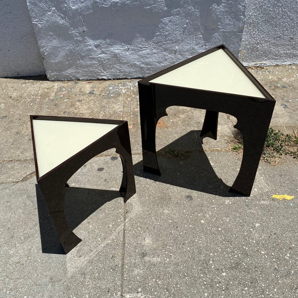 1970's Acrylic Triangle Side Tables - Set of 4 Tables CANDID HOME   