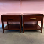 1990's Mahogany Nightstands with brass pulls - A Pair Nightstand dawn leahy
