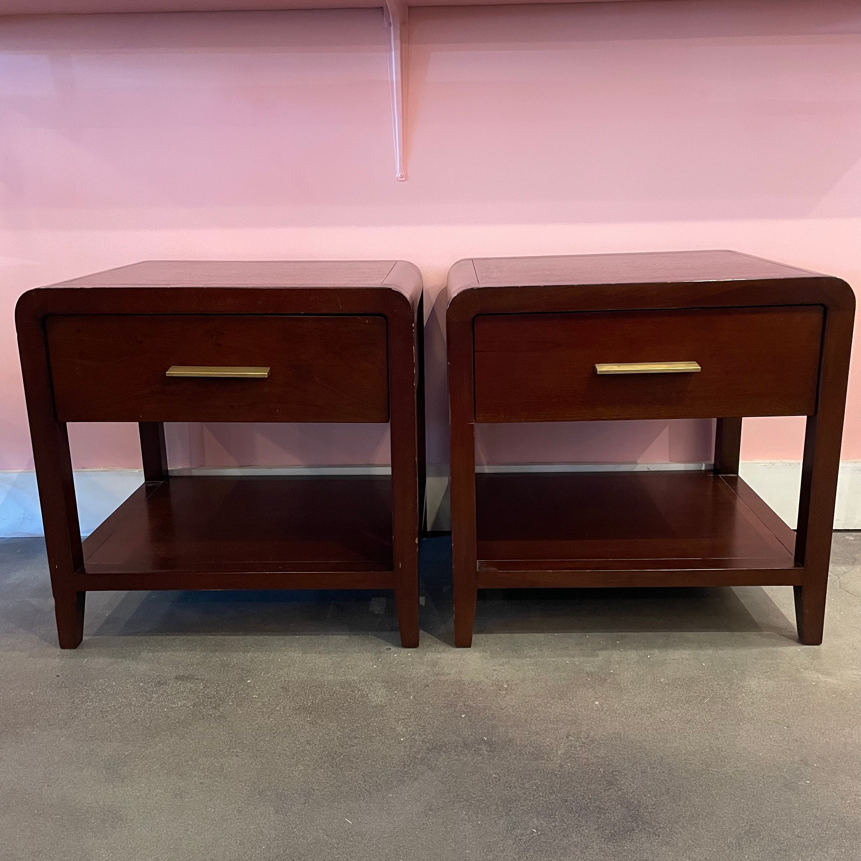 1990's Mahogany Nightstands with brass pulls - A Pair Nightstand dawn leahy