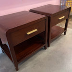 1990's Mahogany Nightstands with brass pulls - A Pair Nightstand dawn leahy