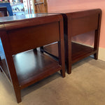 1990's Mahogany Nightstands with brass pulls - A Pair Nightstand dawn leahy