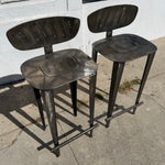 1980's Vintage Hammered Steel Bar Stools - A Pair bar stools beverly consign