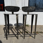 1980's Vintage Hammered Steel Bar Stools - A Pair bar stools beverly consign