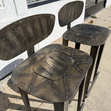 1980's Vintage Hammered Steel Bar Stools - A Pair bar stools beverly consign