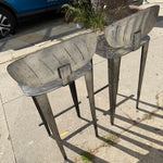 1980's Vintage Hammered Steel Bar Stools - A Pair bar stools beverly consign