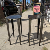 1980's Vintage Hammered Steel Bar Stools - A Pair bar stools beverly consign