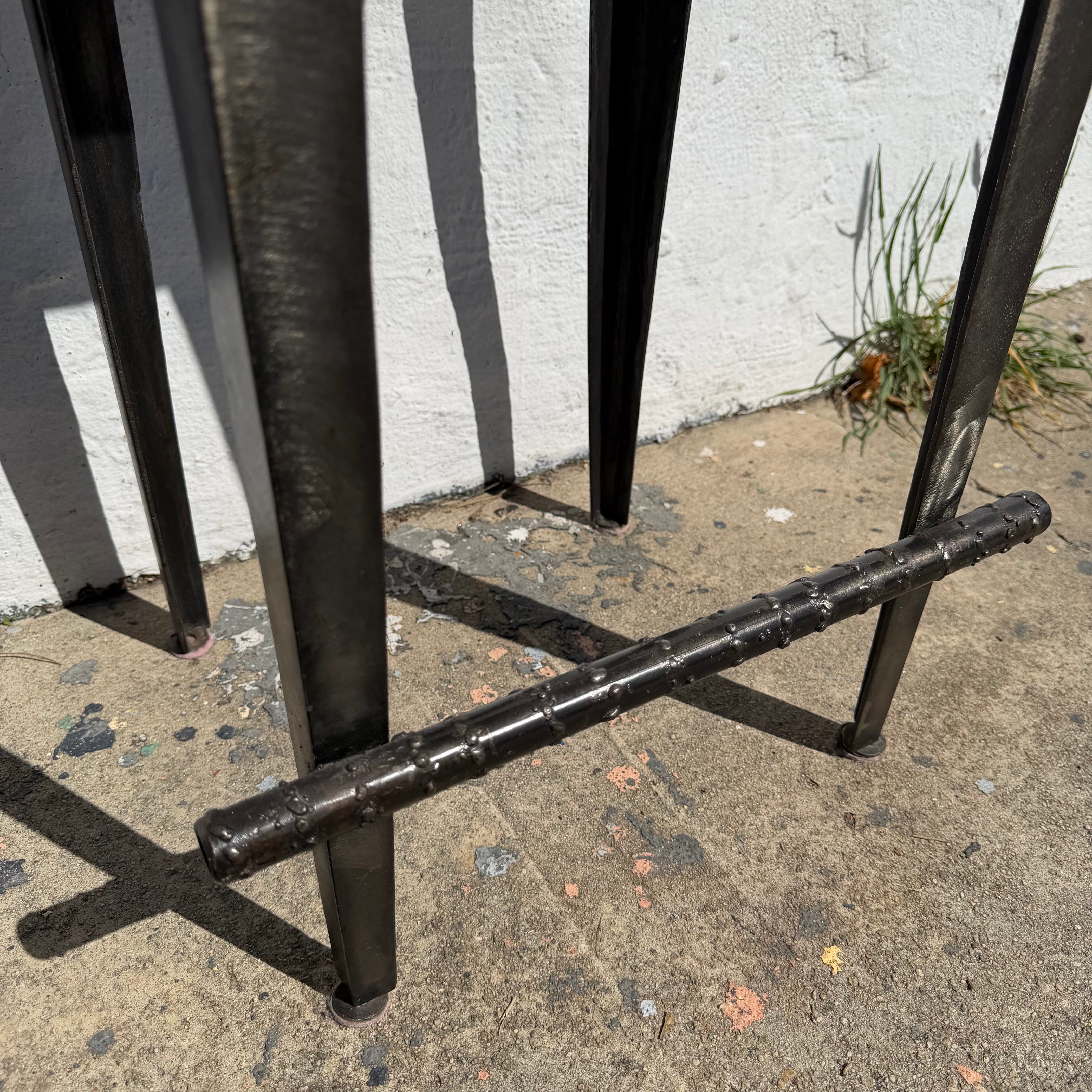 1980's Vintage Hammered Steel Bar Stools - A Pair bar stools beverly consign