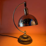 1960's Vintage Art Deco Chrome + Iron Desk Lamp
