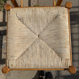 1970's Rattan + Oak Counter Stools - A Pair