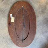 Antique Carved Hardwood Oval Mirror - 25" x 16"