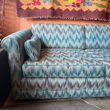 1960's Vintage Abstract Flame Stitch Fabric Sofas - 2 Available