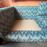1960's Vintage Abstract Flame Stitch Fabric Sofas - 2 Available