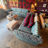 1960's Vintage Abstract Flame Stitch Fabric Sofas - 2 Available