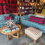 1960's Vintage Abstract Flame Stitch Fabric Sofas - 2 Available