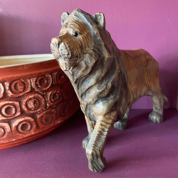 Vintage Wooden Lion styling object CANDID HOME   