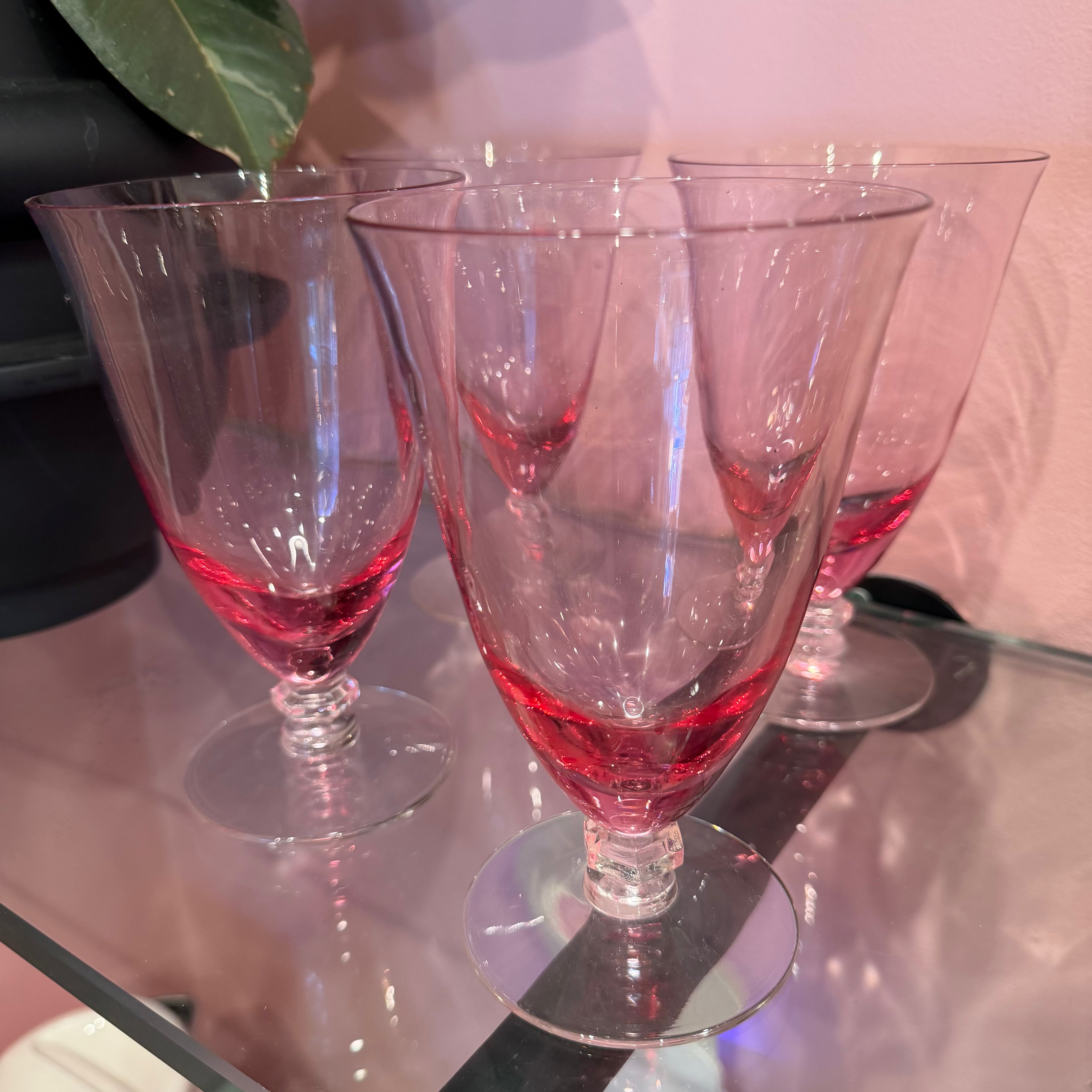 1950's Vintage Pink Cocktail or Wine Glasses - 4 Available // Price per Glass CANDID HOME