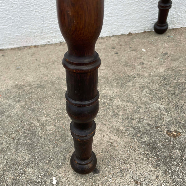 Antique Turned Wooden Side Table with Clover Top