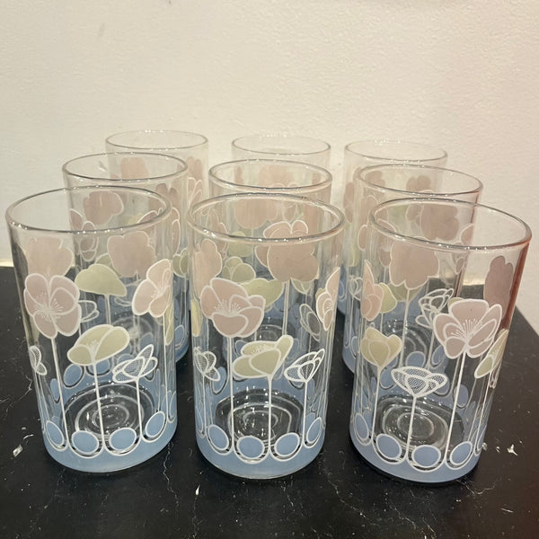 Vintage Floral Print Glasses - 6 available glassware CANDID HOME   