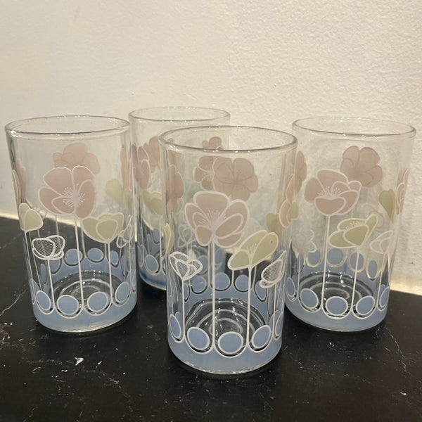 Vintage Floral Print Glasses - 6 available glassware CANDID HOME   