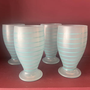 Vintage Blue Satin Swirl Glasses - 3 available glassware CANDID HOME   