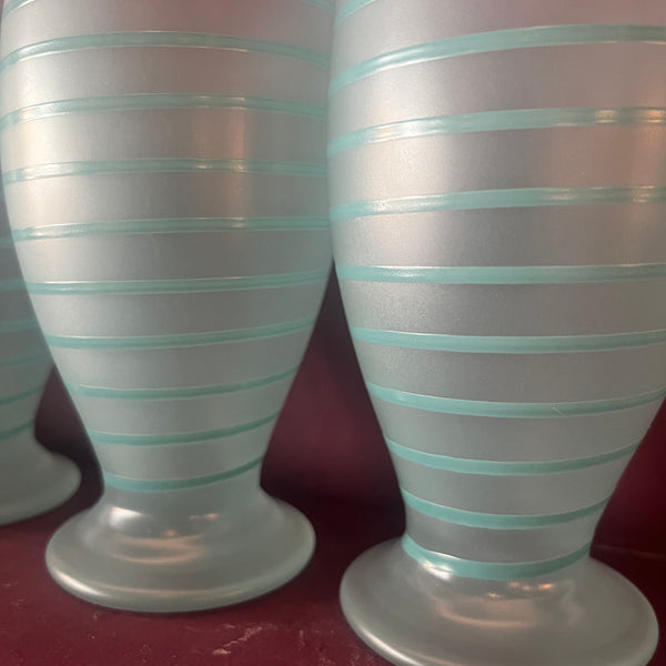 Vintage Blue Satin Swirl Glasses - 4 available glassware CANDID HOME   