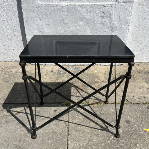 Vintage Iron and Stone Indoor / Outdoor Table Side Table CANDID HOME   