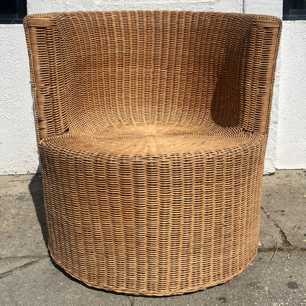 Vintage Wicker Barrel Chair Chairs CANDID HOME   