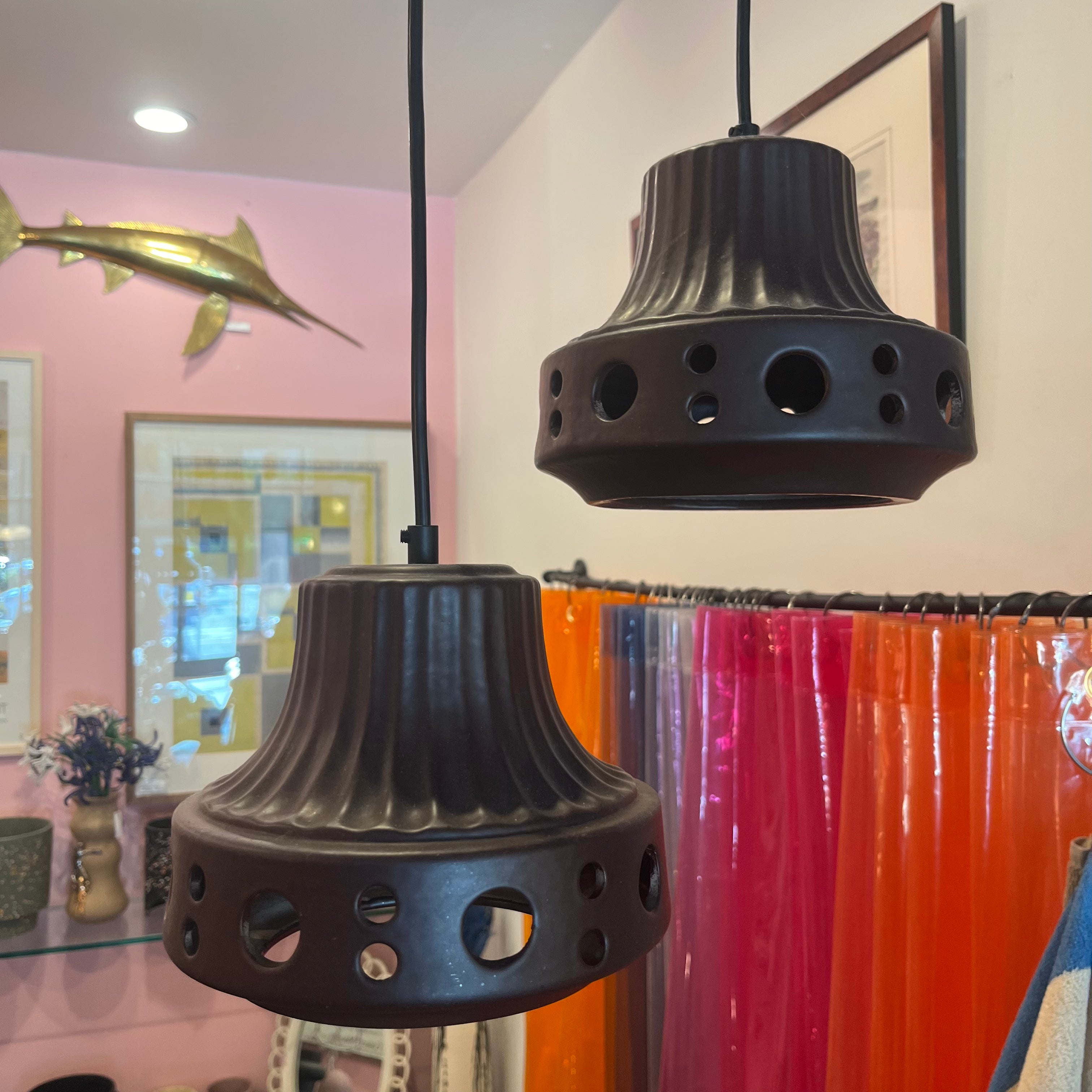 Vintage Danish Ceramic Pendant Lamps - Sold as a Set ceramic lamp CANDID HOME   