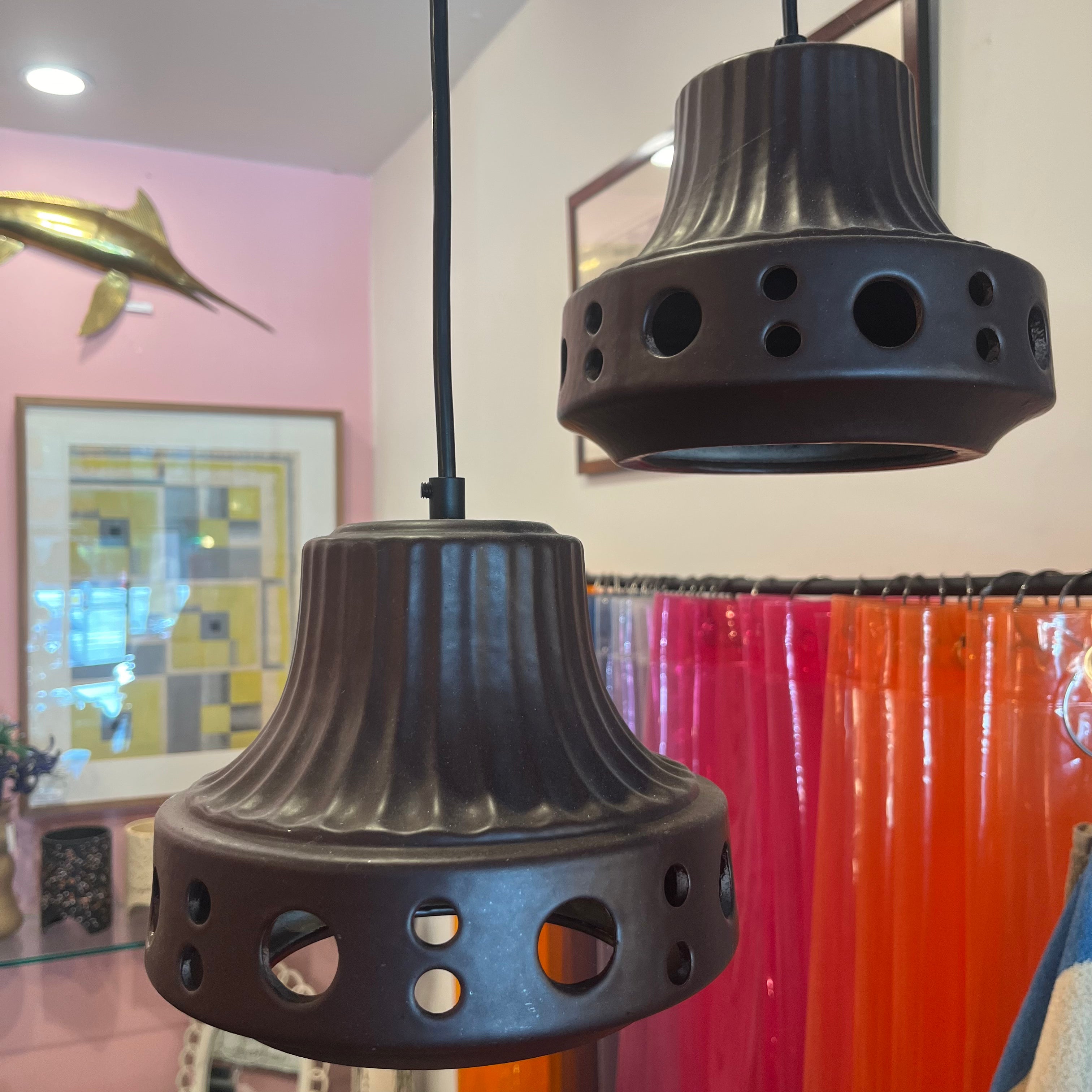 Vintage Danish Ceramic Pendant Lamps - Sold as a Set ceramic lamp CANDID HOME   