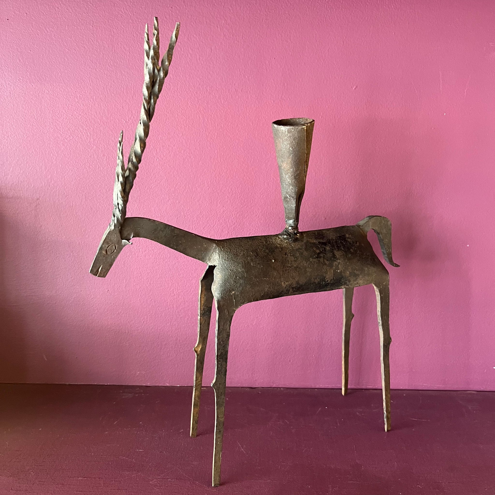 Midcentury Iron Deer Candelabra candelabra CANDID HOME   