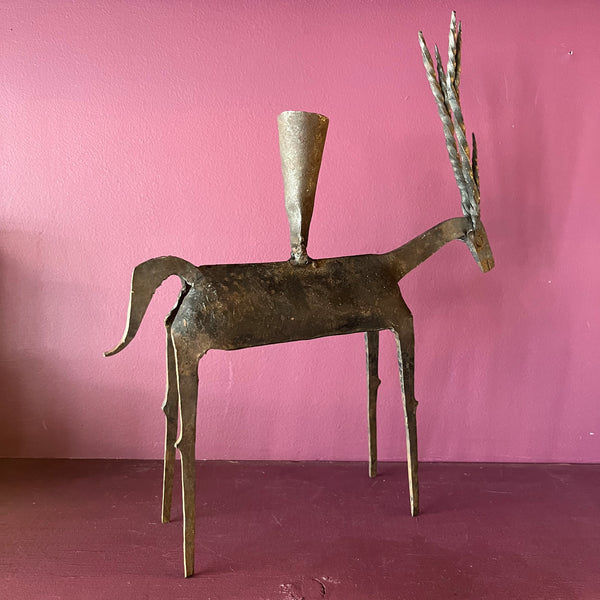 Midcentury Iron Deer Candelabra candelabra CANDID HOME   