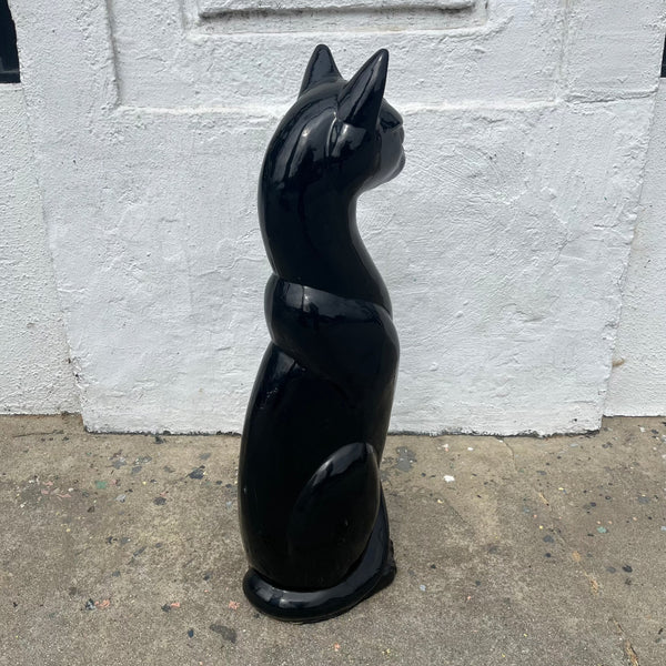 1970's Black Ceramic Cat Statue styling object CANDID HOME   