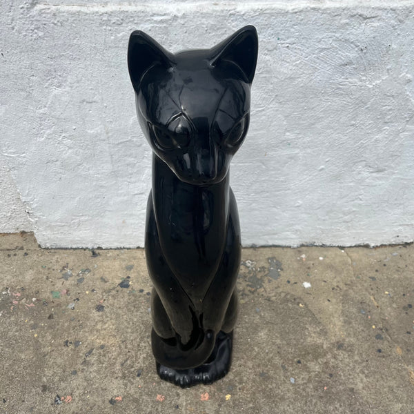 1970's Black Ceramic Cat Statue styling object CANDID HOME   