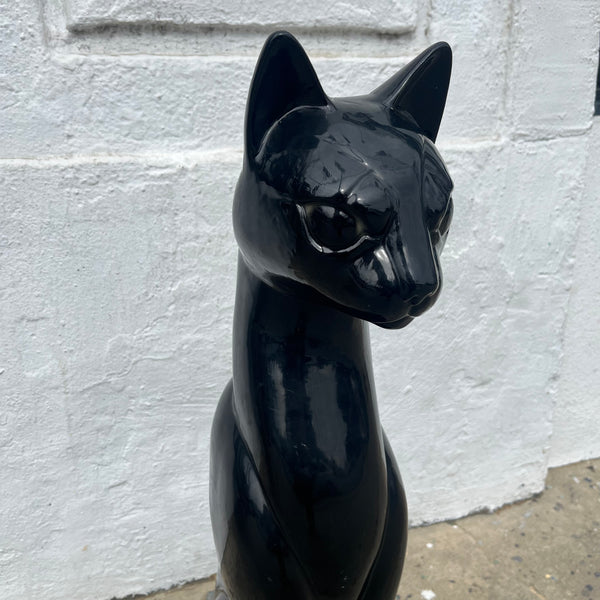 1970's Black Ceramic Cat Statue styling object CANDID HOME   