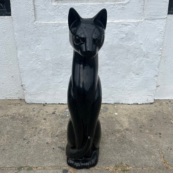 1970's Black Ceramic Cat Statue styling object CANDID HOME   