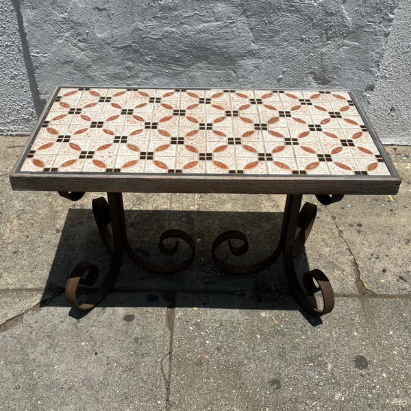 Vintage Tile and Iron Side Table Side Table CANDID HOME   