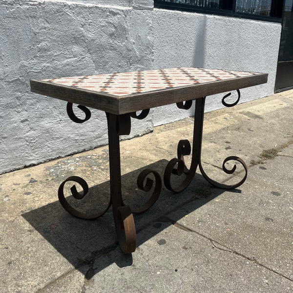 Vintage Tile and Iron Side Table Side Table CANDID HOME   