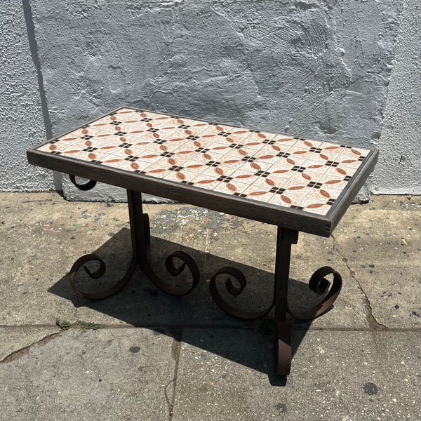 Vintage Tile and Iron Side Table Side Table CANDID HOME   