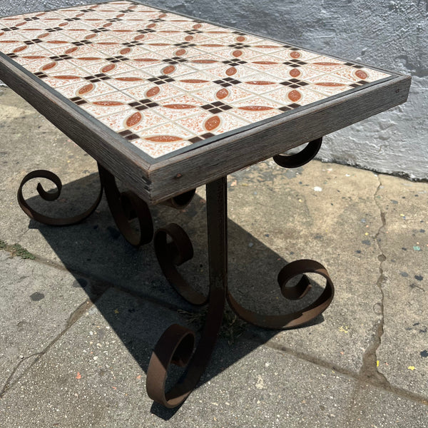 Vintage Tile and Iron Side Table Side Table CANDID HOME   