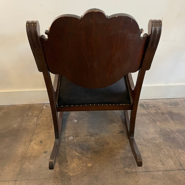 Antique Wooden Rocking Chair with Needlepoint Upholstery Chairs CANDID HOME