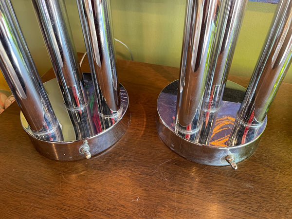 1970's Italian Triple Globe Chrome Table Lamps - A Pair Lighting CANDID HOME