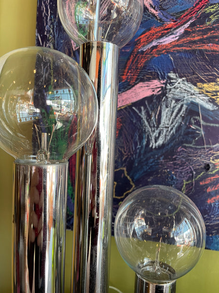 1970's Italian Triple Globe Chrome Table Lamps - A Pair Lighting CANDID HOME